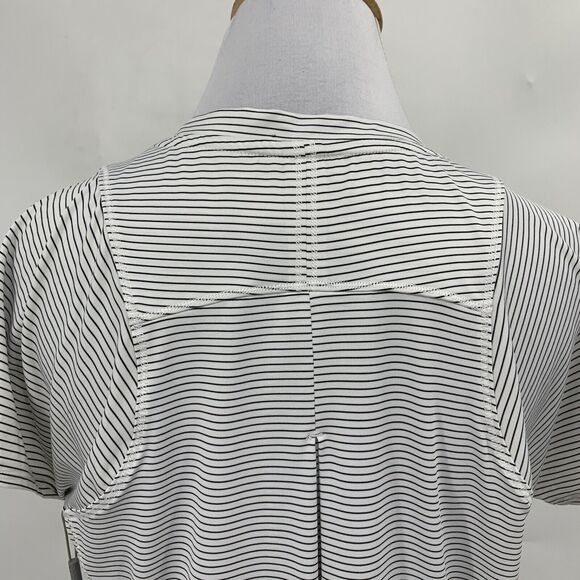 Calvin Klein T Shirt Womens Medium White Black Striped Performance Short Sleeve - Picture 6 of 14